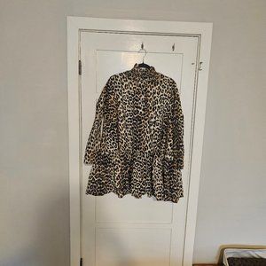 Ganni Leopard Print Mini Dress Size S/M